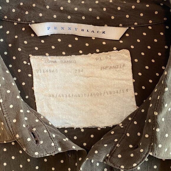Vintage silk shirt 8 brown polka dot luxury - Picture 8 of 9